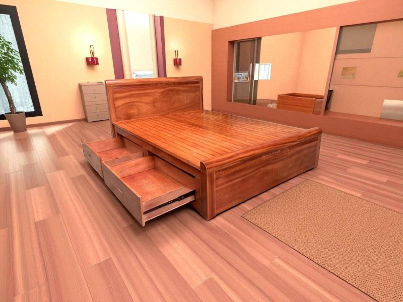 Giường có ngăn kéo 1m6