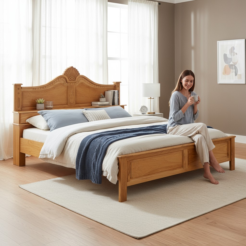 Thiết kế tinh tế của giường ngủ gỗ 1m6 có ngăn kéo với ray trượt êm ái