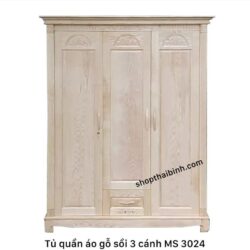 Tủ quần áo gỗ sồi tự nhiên 3 cửa