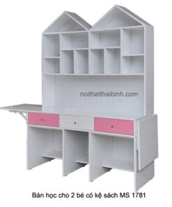 Bàn học có kệ sách cho 2 bé