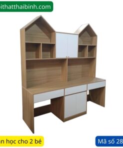 Bàn học cho 2 bé có kệ sách