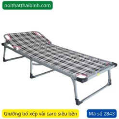 Giường bố xếp vải caro siêu bền