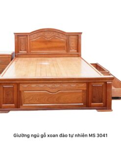 Giường ngủ gỗ xoan đào tự nhiên