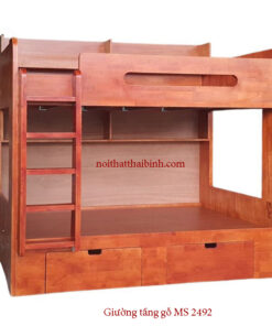 Giường 2 tầng gỗ cao su