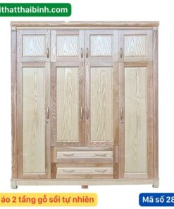 Tủ áo 2 tầng gỗ sồi tự nhiên