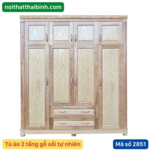 Tủ áo 2 tầng gỗ sồi tự nhiên