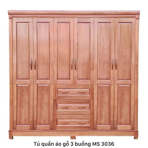 Tủ quần áo 3 buồng gỗ xoan đào