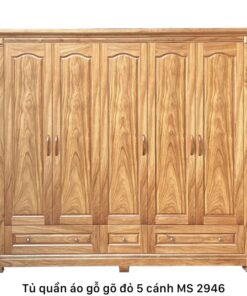 Tủ quần áo gỗ gõ đỏ 5 cánh