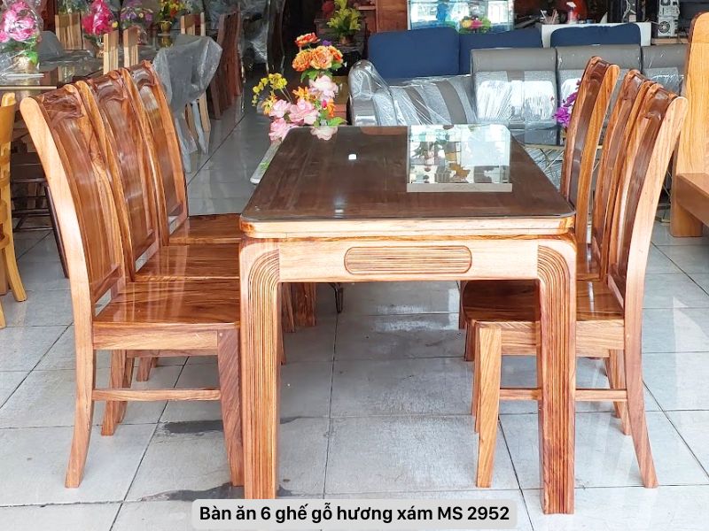 Bàn ăn 6 ghế gỗ hương xám