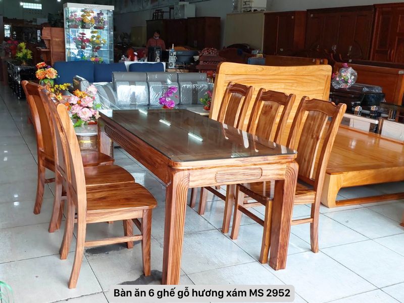 Bàn ăn 6 ghế gỗ hương xám