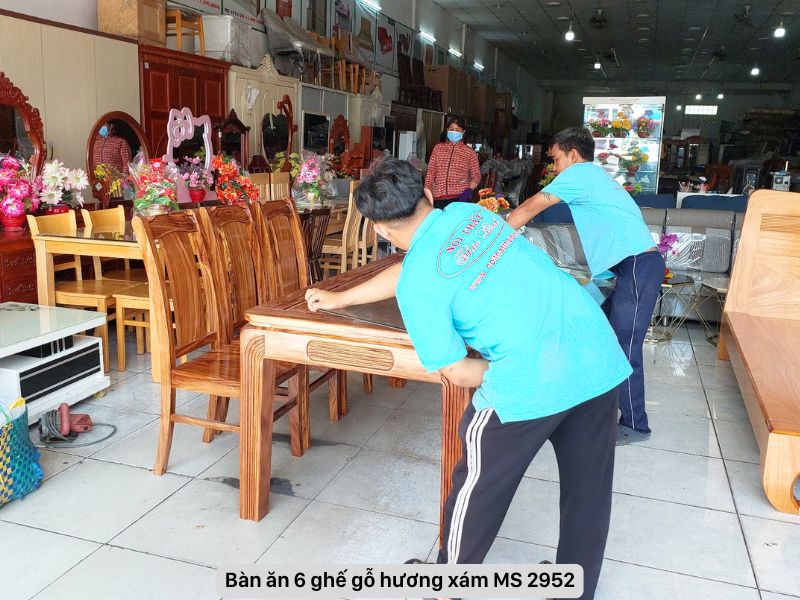 Bàn ăn 6 ghế gỗ hương xám