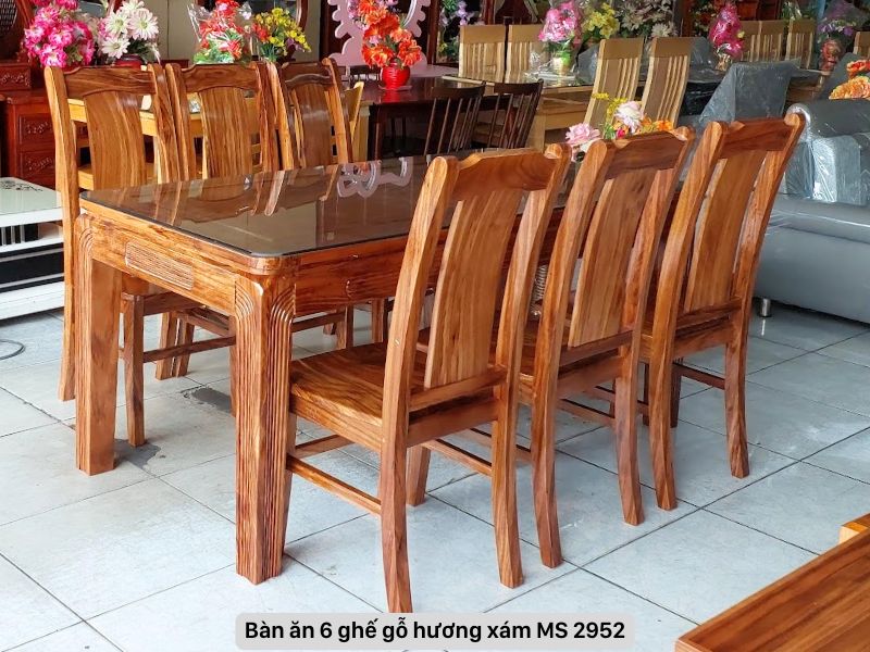 Bàn ăn 6 ghế gỗ hương xám