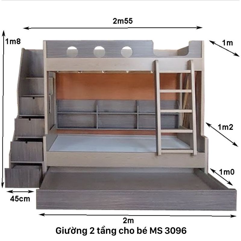 Kích thước giường 2 tầng cho bé