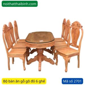 Bộ bàn ăn gỗ gõ đỏ 6 ghế