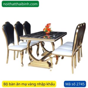 Bộ bàn ăn mạ vàng nhập khẩu