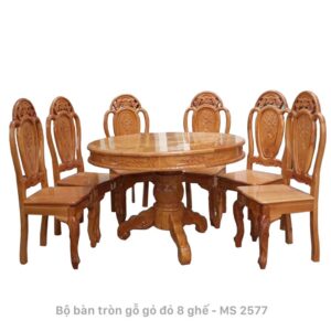 Bộ bàn ăn gỗ gõ đỏ 8 ghế