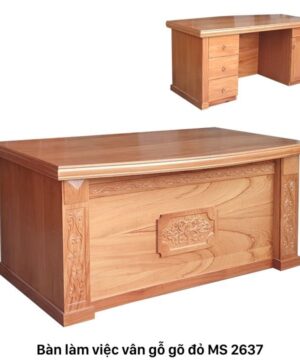 Bàn làm việc gỗ tự nhiên vân gõ đỏ MS 2637