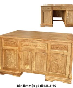 Bàn làm việc gõ đỏ tự nhiên cao cấp MS 3160