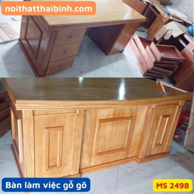 Bàn làm việc gỗ tự nhiên đẹp MS 2498