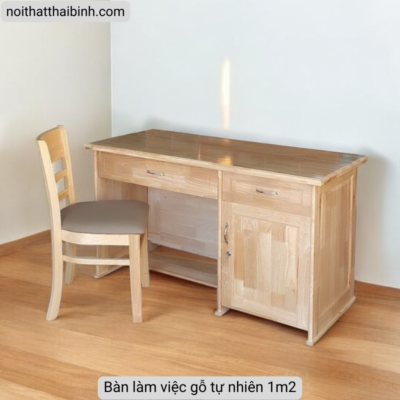 Bàn làm việc gỗ tự nhiên 1m2 MS 2967