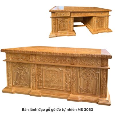 Bàn lãnh đạo gỗ gõ đỏ tự nhiên MS 3063
