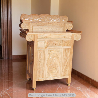Bàn thờ gia tiên 2 tầng gỗ gõ đỏ MS 3233