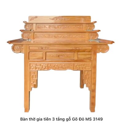 Bàn thờ 3 tầng gỗ gõ đỏ MS 3149 | GIAO HỎA TỐC TPHCM