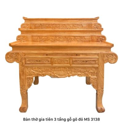 Bàn thờ gia tiên gỗ gõ đỏ 3 tầng MS 3138 | GIAO HỎA TỐC TPHCM
