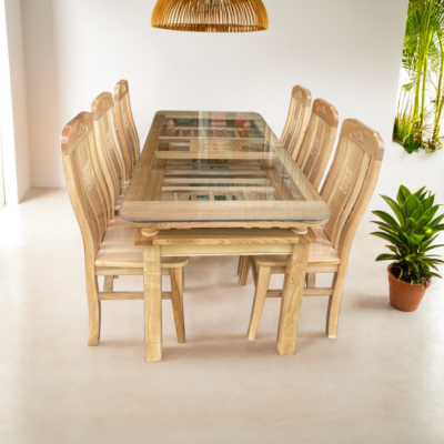 Bộ bàn ăn 6 ghế gỗ tự nhiên MS 3095