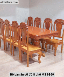 Bộ bàn ăn gõ đỏ 8 ghế MS 9869