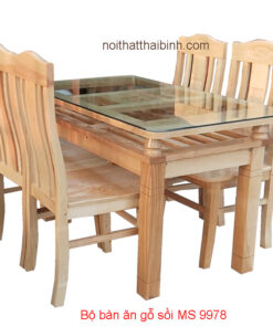 Bộ bàn ăn gỗ sồi 4 ghế MS 9978 Giá bộ = 6.500.000 đ - Tặng kính mặt bàn