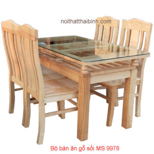 Bộ bàn ăn gỗ sồi 4 ghế MS 9978 Giá bộ = 6.500.000 đ - Tặng kính mặt bàn