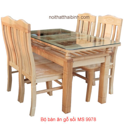 Bộ bàn ăn gỗ sồi 4 ghế MS 9978 Giá bộ = 6.500.000 đ - Tặng kính mặt bàn