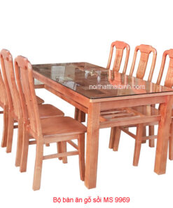 Bộ bàn ăn gỗ sồi MS 9969 Giá bán = 10.500.000 đ - Tặng kính mặt bàn 1m6 dầy 8ly