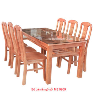 Bộ bàn ăn gỗ sồi MS 9969 Giá bán = 10.500.000 đ - Tặng kính mặt bàn 1m6 dầy 8ly