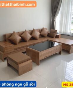 Bộ sofa gỗ nệm da gỗ sồi MS 2503