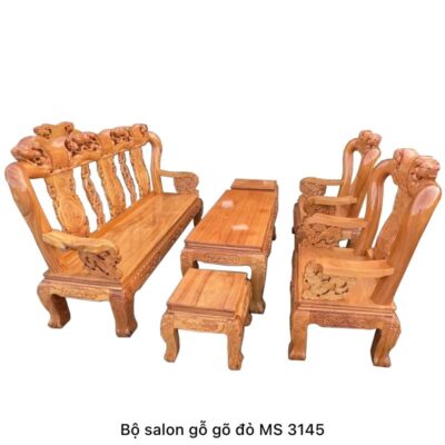 Salon gỗ gõ đỏ tay 10 bộ 6 món MS 3145