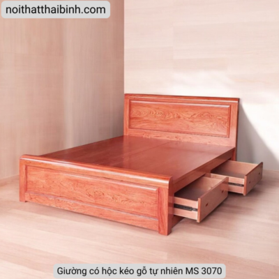 Giường có hộc kéo gỗ tự nhiên vân hương đá MS 3070