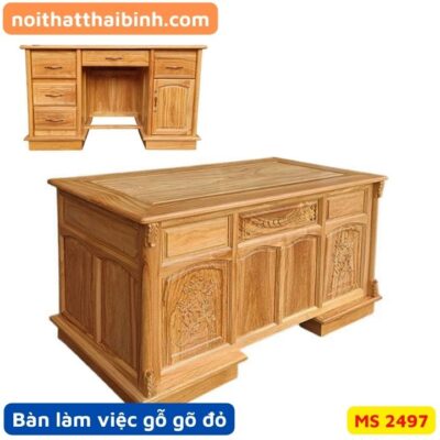 Bàn làm việc gỗ gõ đỏ 1m2 MS 2497