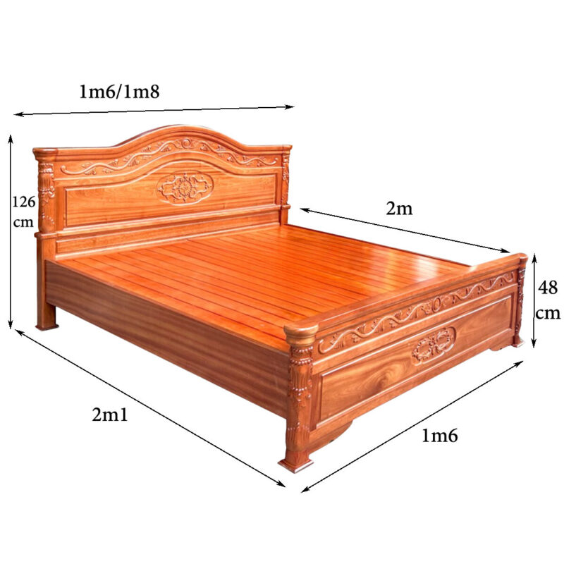 Giường ngủ gỗ xoan đào MS 3186 - Hình ảnh 5
