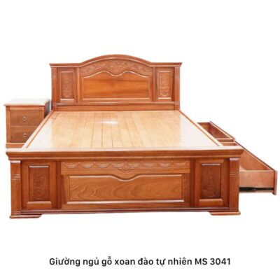 Giường ngủ gỗ xoan đào tự nhiên MS 3041