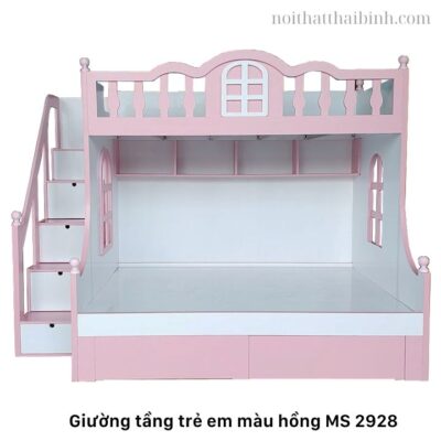 Giường tầng trẻ em màu hồng MS 2928