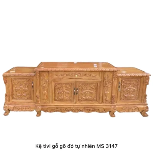 Kệ tivi gỗ gõ đỏ tự nhiên MS 3147