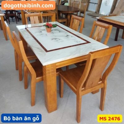 Bộ bàn ăn gỗ mặt đá MS 2476
