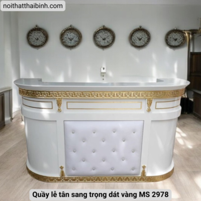 Quầy lễ tân sang trọng dát vàng MS 2978