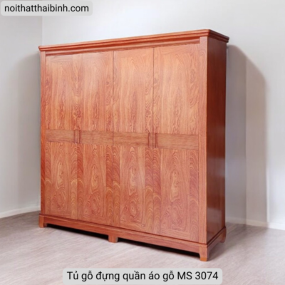 Tủ gỗ đựng quần áo gỗ tự nhiên vân hương đá MS 3074