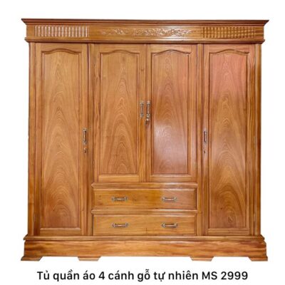 Tủ quần áo 4 cánh gỗ tự nhiên MS 2999