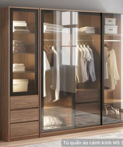 Tủ quần áo cửa kính cường lực MS 3044