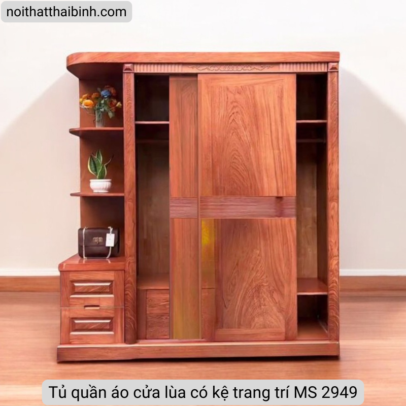 Tủ quần áo cửa lùa có kệ trang trí MS 2949 - Ảnh 5
