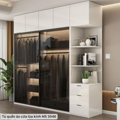 Tủ quần áo cửa lùa cánh kính MS 3046